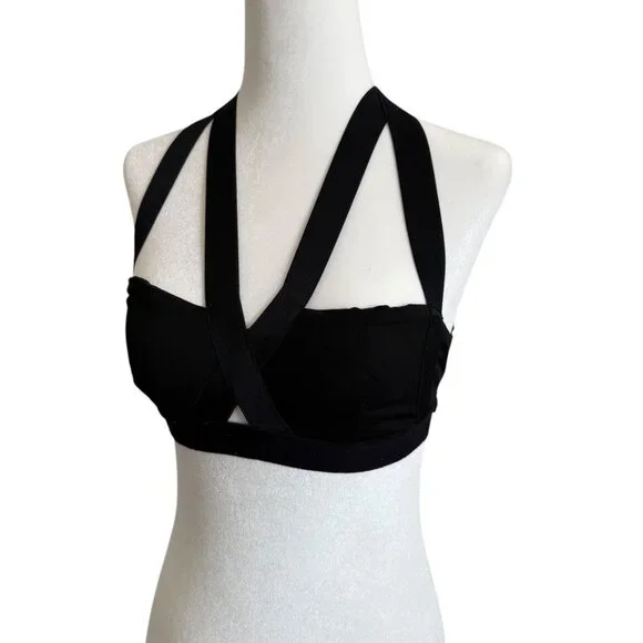 MICHI BRA BLACK M FELINE SPORTS BRA CUTOUT SEXY - Picture 7 of 12